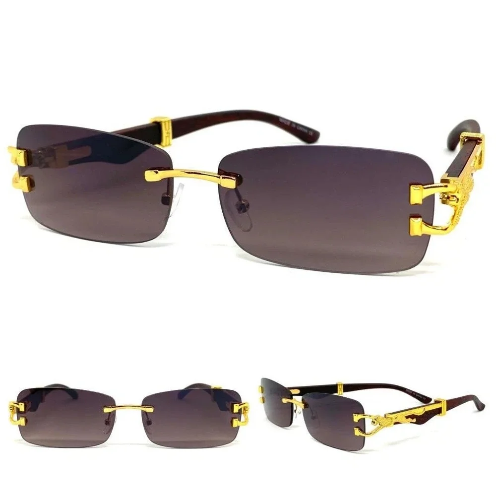 Men Sunglasses Vintage Aesthetic Sleek Black Lens Small Shades Executive Eyewear